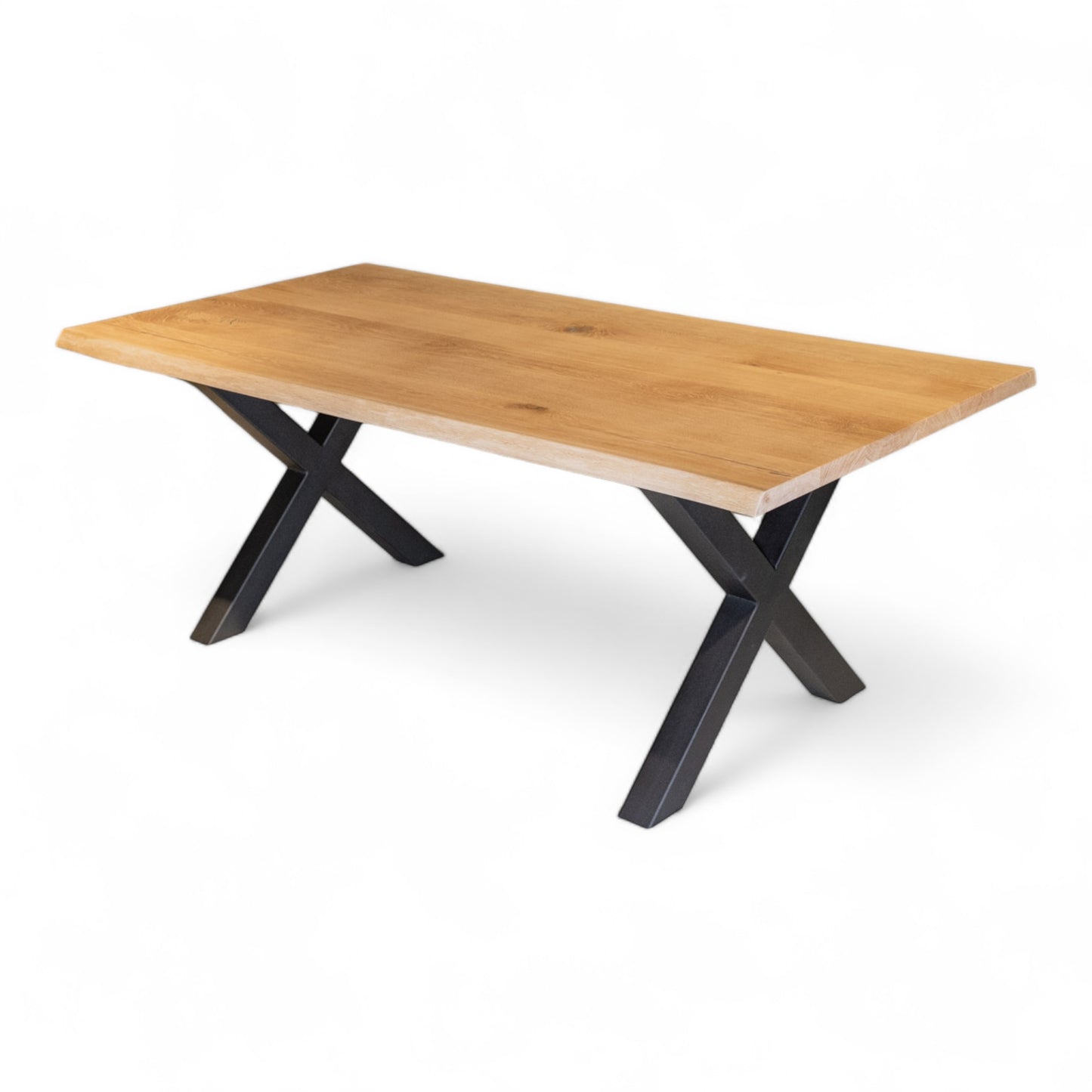 Esstisch (Xana) Eiche Massivholz Tischgestell X-Form schwarz