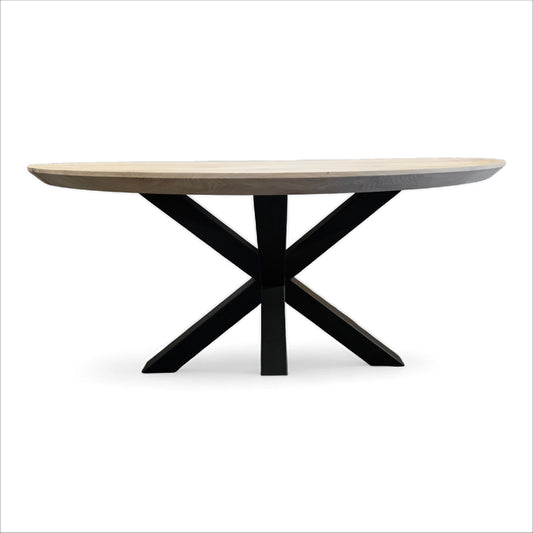 Runder Esstisch (Spider) Eiche Massivholztisch Tischgestell mittig schwarz
