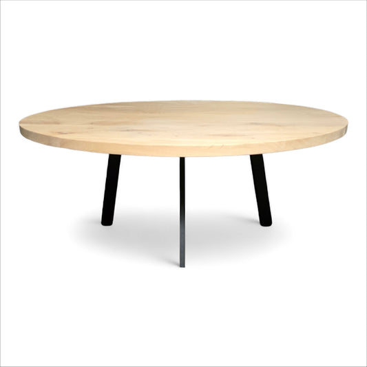 Runder Esstisch (Rudi) Eiche Massivholztisch 3 Tischbeine schwarz