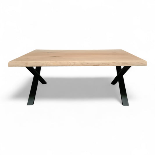 Couchtisch (Xana S) Wohnzimmertisch Eiche Massivholz Tischgestell X-Form schwarz