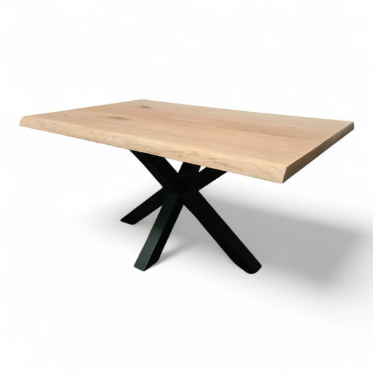 Couchtisch (Spider) Wohnzimmertisch Eiche Massivholz Mittelfuß Spidergestell schwarz