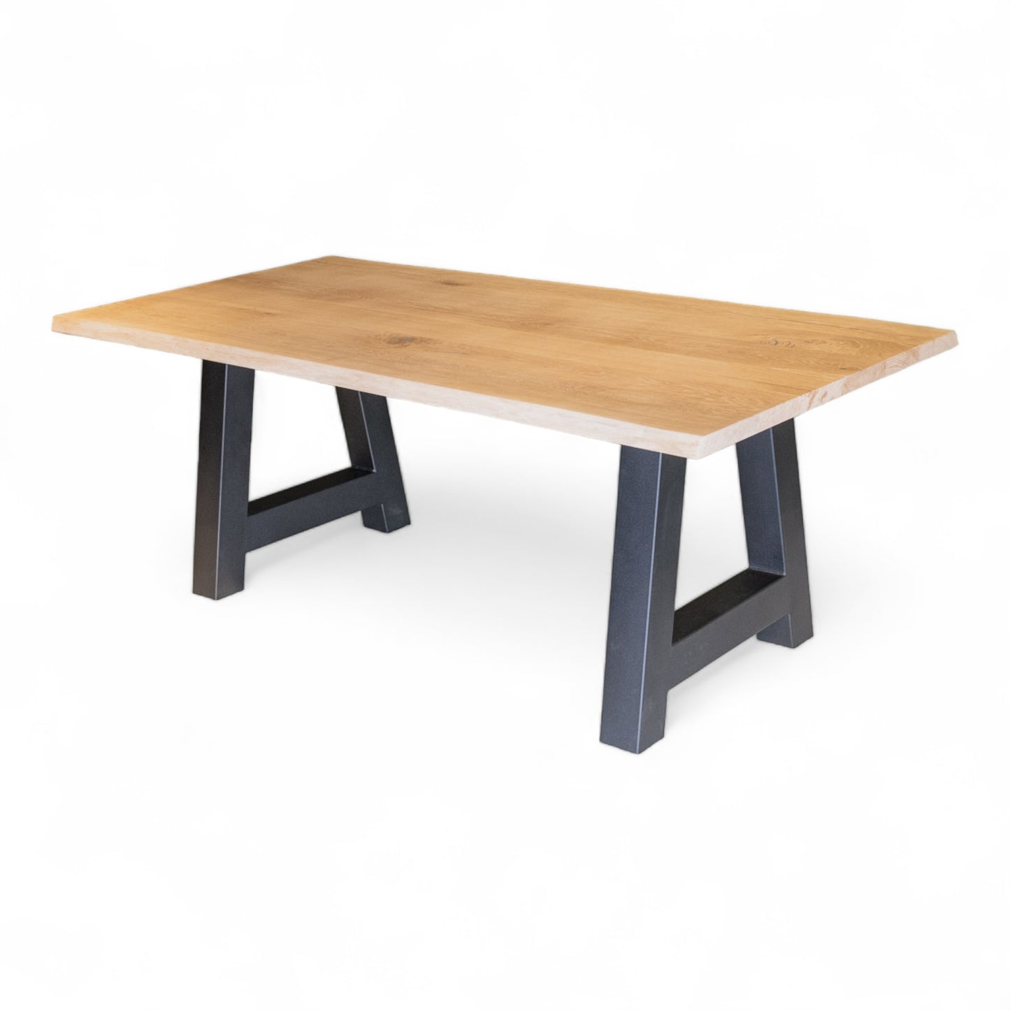 Esstisch (Arti) Eiche Massivholz Stahlgestell A-Form schwarz