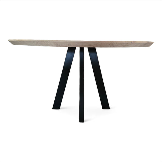 Runder Esstisch (Milo) Eiche Massivholz 4 Tischbeine schwarz