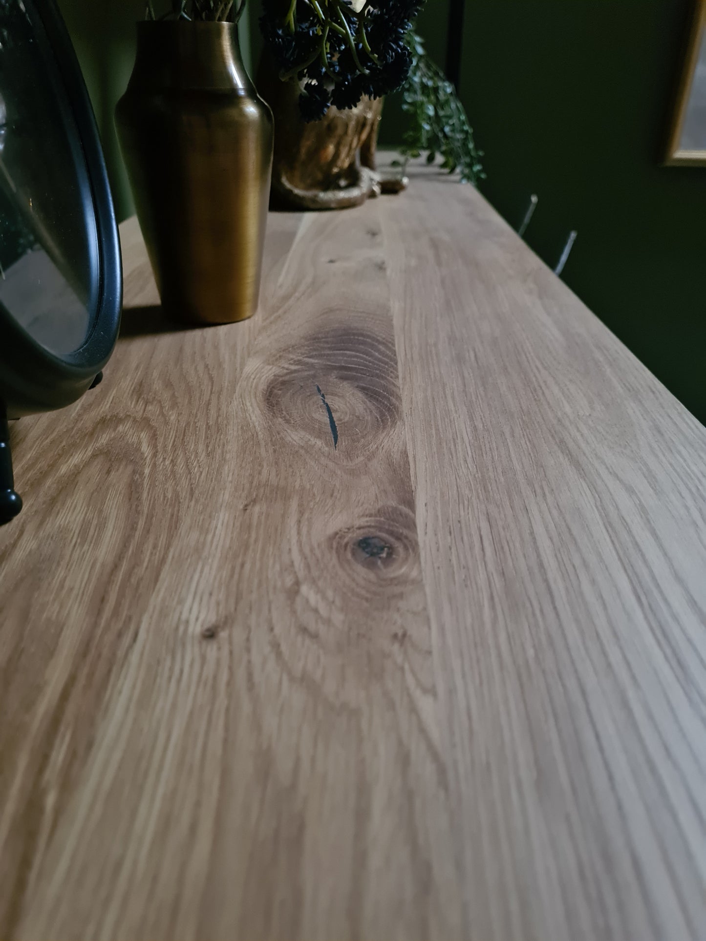 Standregal (Rex) Eiche Massivholz 5 Holzfächer Metallgestell schwarz