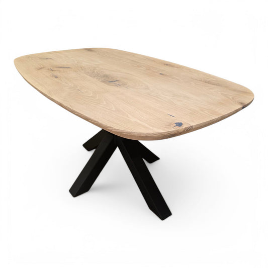 Couchtisch (Walik) Dänisch Oval Eiche Massivholz Spidergestell Schwarz