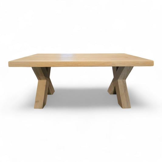 Couchtisch (Hox) Wohnzimmertisch Eiche Massivholz Holzgestell X-Form