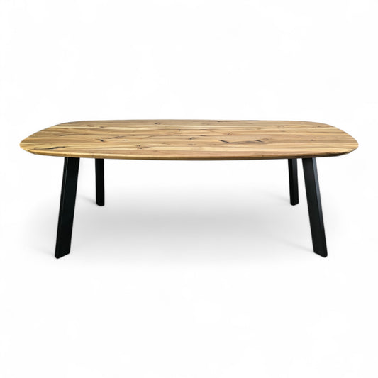 Esstisch (Banjo W) Walnussholz Danish Oval Bootsform Tischgestell schwarz