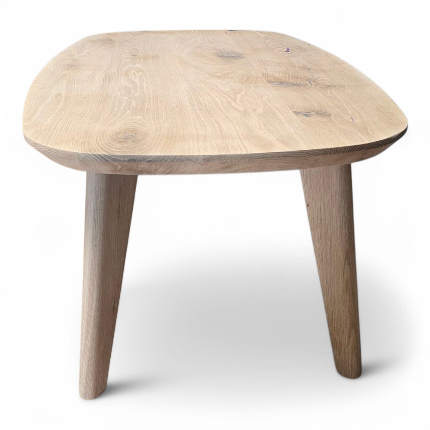 Couchtisch (Figo E) Dänisch Oval Eiche Massivholz 4 Holz Tischbeine