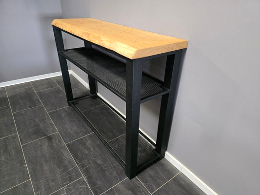 Konsole (Kubi) Eiche Massivholz Stahlrahmen schwarz