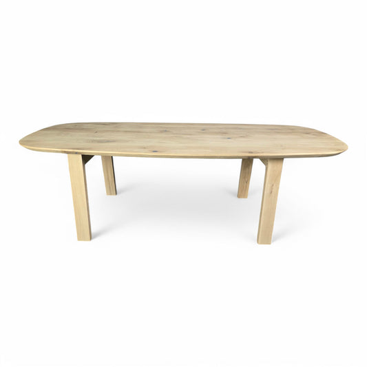 Esstisch (Honas) Eiche Massivholz Danish Oval Bootsform mit Holz Tischbeine