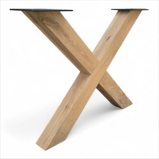Tischbeine Eiche massivholz X Form 2er Set (Hox)