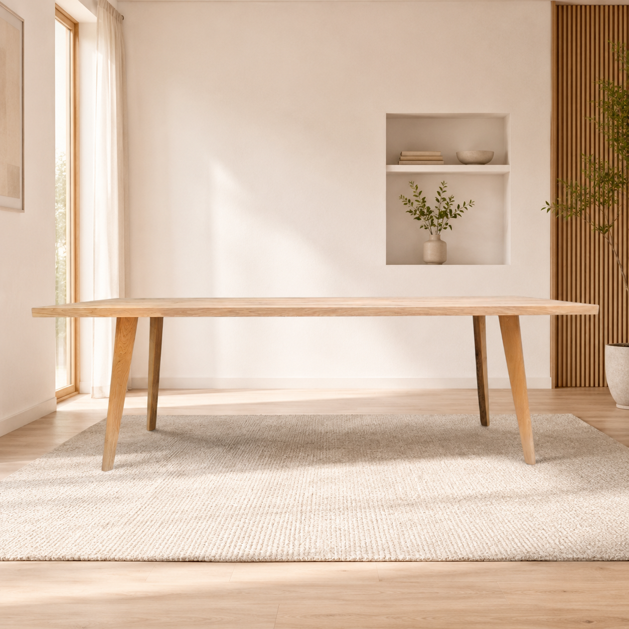 Esstisch (Fibo) Eiche Massivholz mit Holzgestell 4 Tischbeine