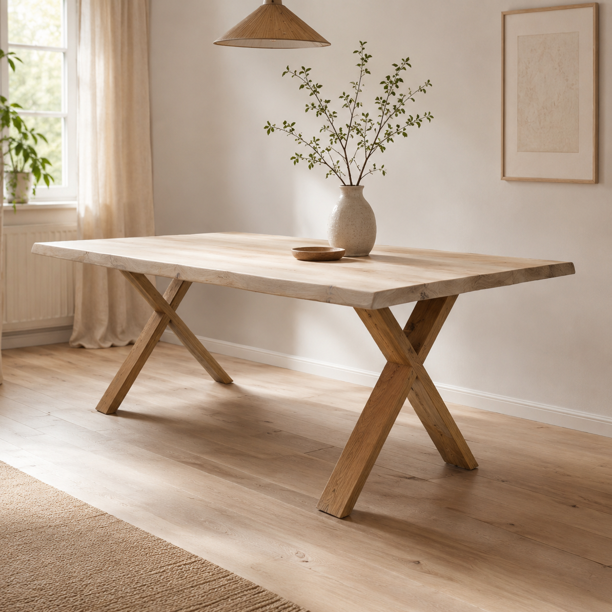 Esstisch (Hox S) Eiche Massivholztisch Holzgestell X-Form