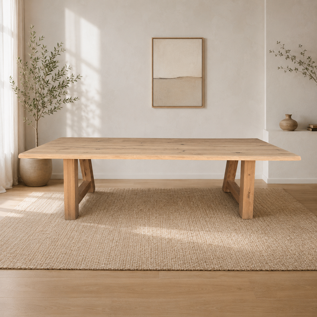 Esstisch (Hoga) Eiche Massivholz Holzgestell A-Form