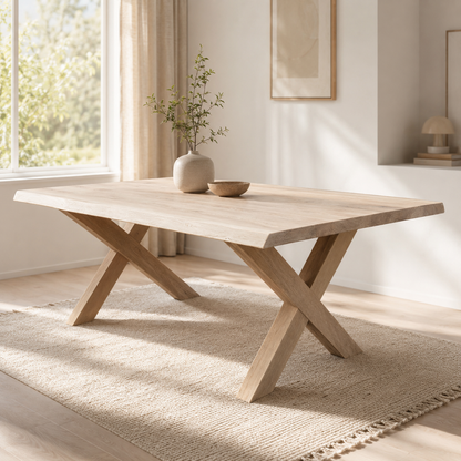 Esstisch (Hox) Eiche Massivholz Holzgestell X-Form
