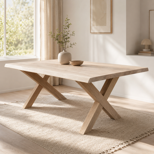 Esstisch (Hox) Eiche Massivholz Holzgestell X-Form