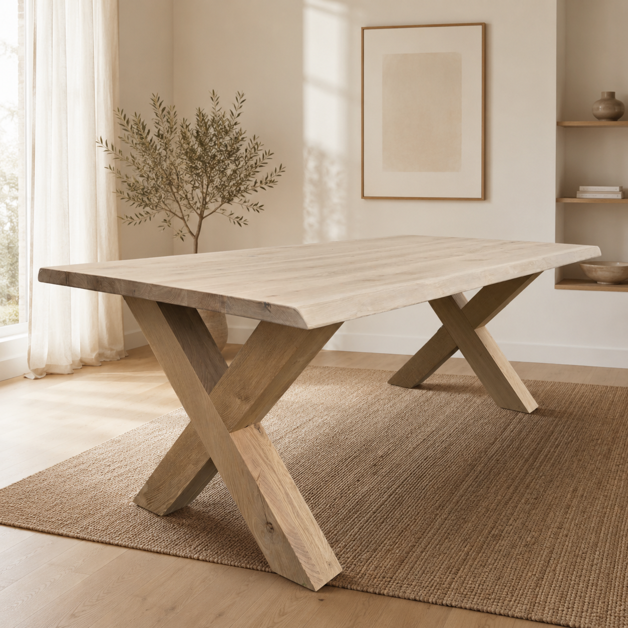 Esstisch (Hox) Eiche Massivholz Holzgestell X-Form