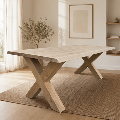 Esstisch (Hox) Eiche Massivholz Holzgestell X-Form