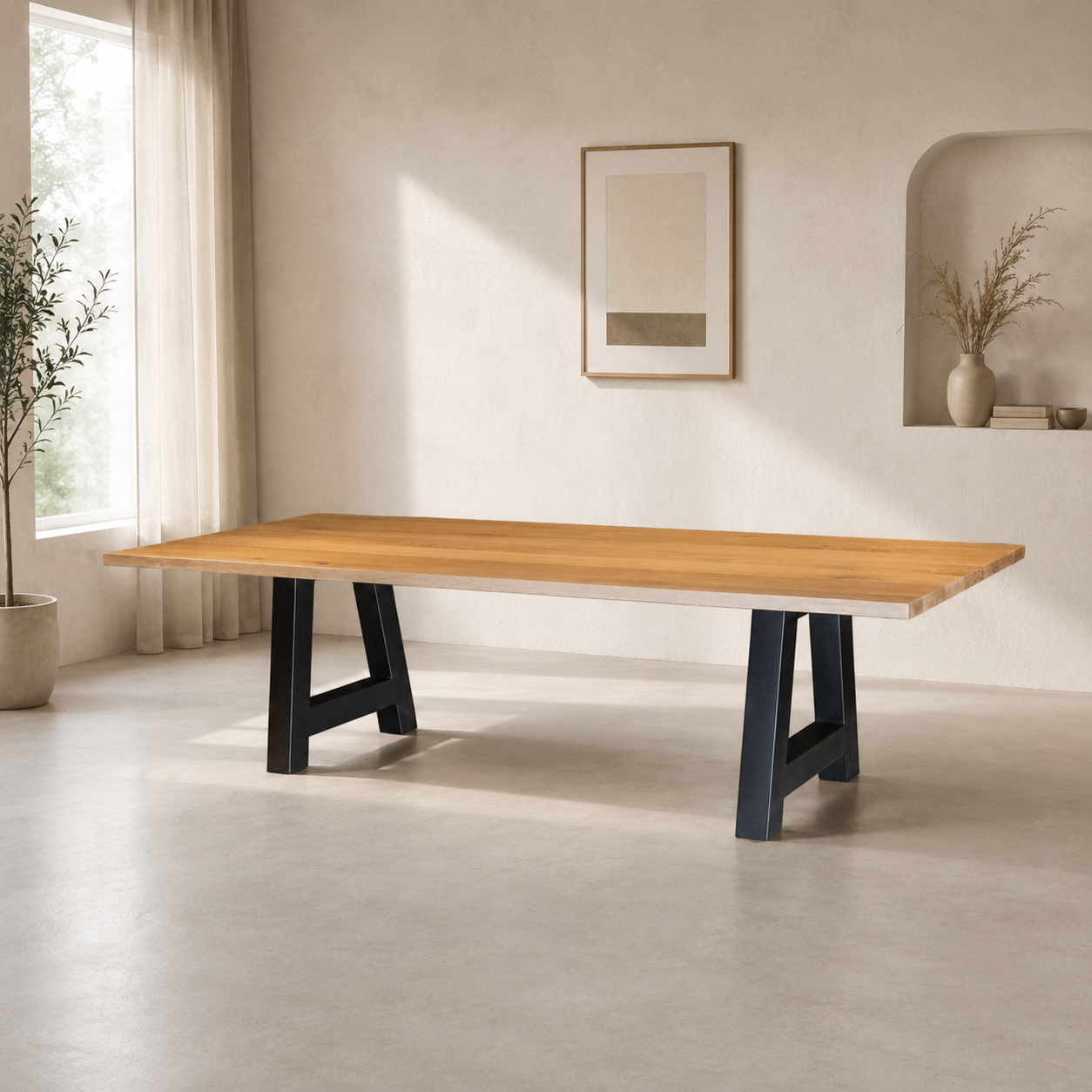 Table Faible Esstisch Arti Eiche massiv A-Gestell Stahl Industrial Design Massivholz Tisch