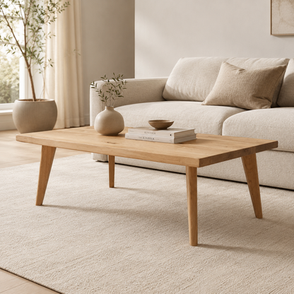Couchtisch (Fibo E) Wohnzimmertisch Eiche Massivholz 4 Holz Tischbeine
