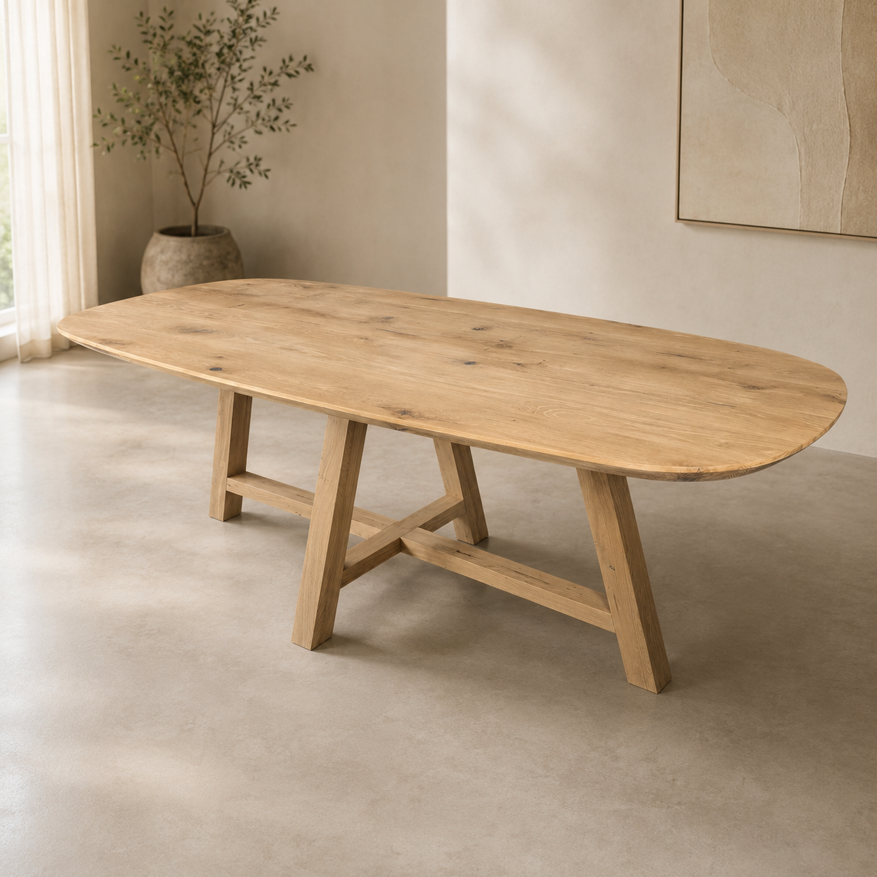 Hofox Esstisch Eiche massiv oval Danish Oval Skandi Design Massivholz Tisch natur 140–260 cm