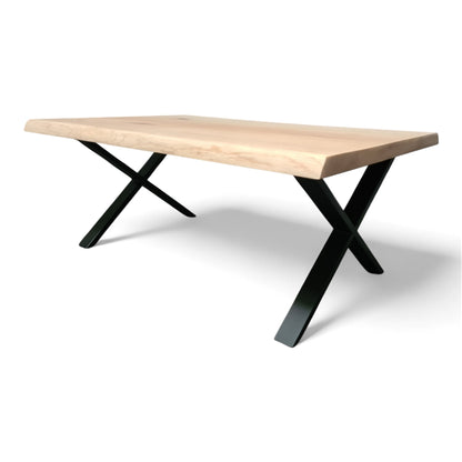Couchtisch (Xana S) Wohnzimmertisch Eiche Massivholz Tischgestell X-Form schwarz