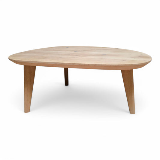 Couchtisch (Finn) Nierenform Eiche Massivholz 3 Holz Tischbeine