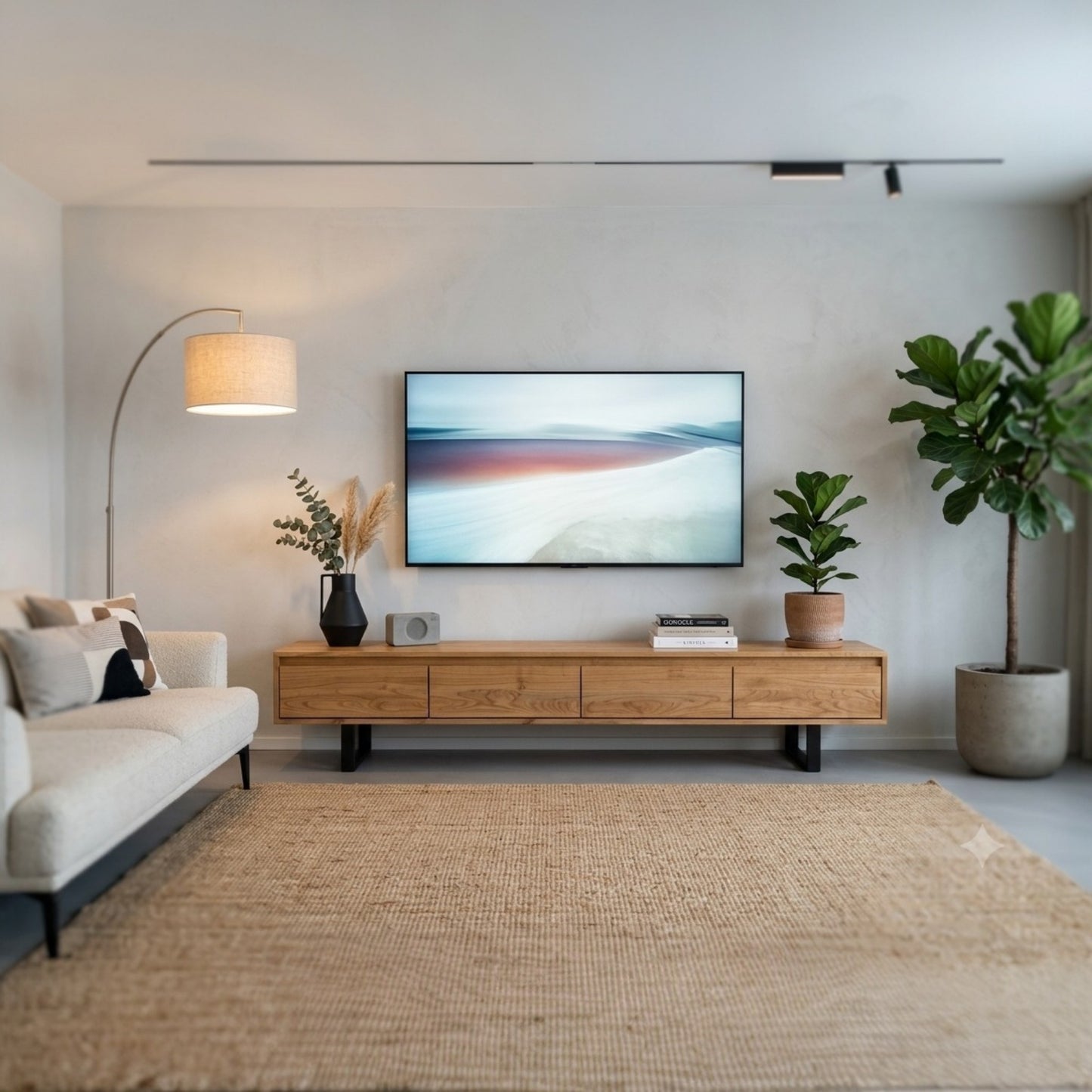 Tv Board Unterschrank 250 cm Kirschbaumholz mit 4 Schubladen