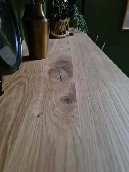 Standregal (Rex) Eiche Massivholz 5 Holzfächer Metallgestell schwarz