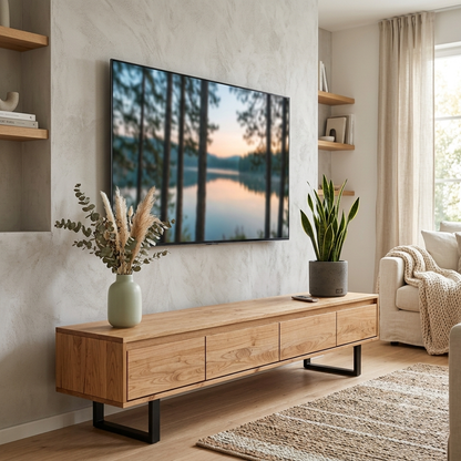 Tv Board Unterschrank 250 cm Kirschbaumholz mit 4 Schubladen