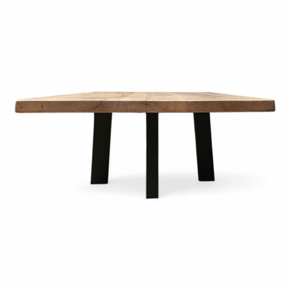 Couchtisch (Caro) Wohnzimmertisch Eiche Massivholz 4 Tischbeine Schwarz