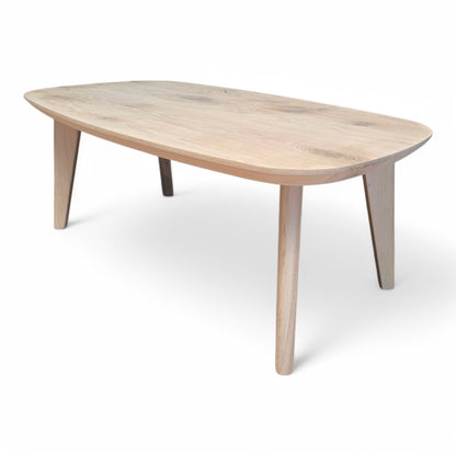 Couchtisch (Figo E) Dänisch Oval Eiche Massivholz 4 Holz Tischbeine