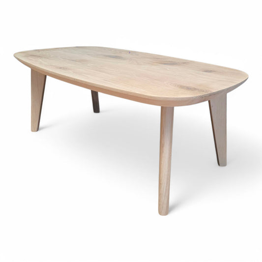 Couchtisch (Figo E) Dänisch Oval Eiche Massivholz 4 Holz Tischbeine