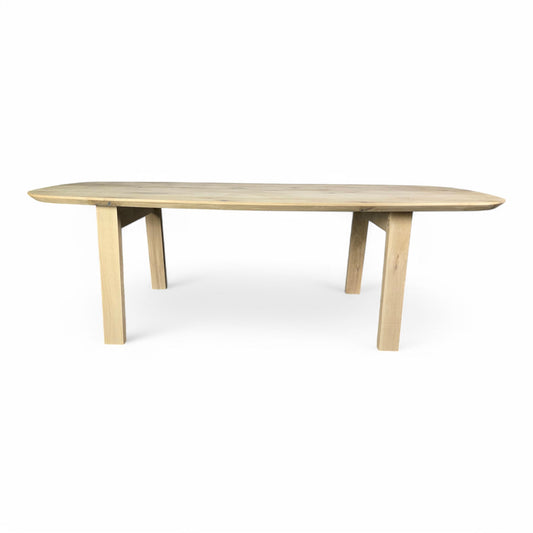 Esstisch (Honas) Eiche Massivholz Danish Oval Bootsform mit Holz Tischbeine