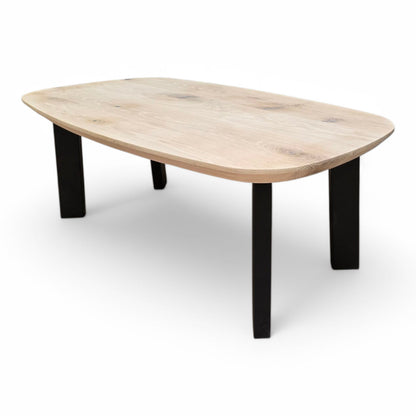 Couchtisch (Banjo) Dänisch Oval Eiche Massivholz 4 Tischbeine Schwarz