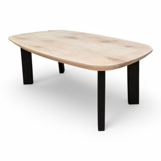 Couchtisch (Banjo) Dänisch Oval Eiche Massivholz 4 Tischbeine Schwarz