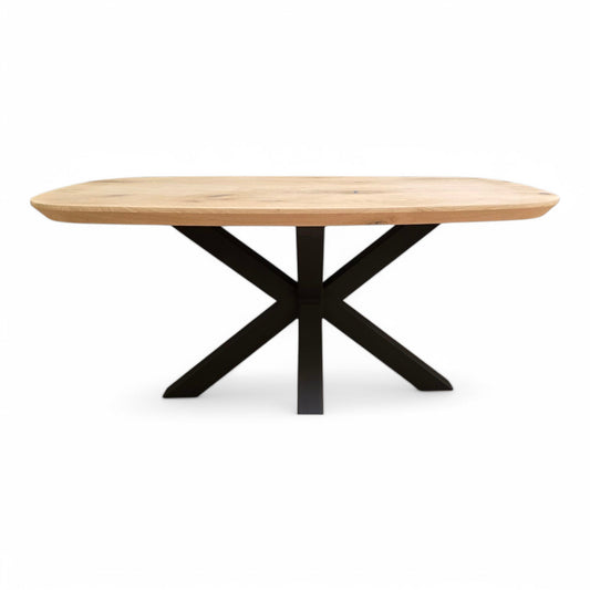 Couchtisch (Walik) Dänisch Oval Eiche Massivholz Spidergestell Schwarz